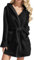 Bademantel Damen Saunamantel mit Tasche Lang Kimono Plüsch Bathrobe Filz Elegant Negligee Lang Hausmantel mit Kapuze Kuschelfleece Reisebademantel Weicher Frauen Kuschelig Personalisiert Winter
