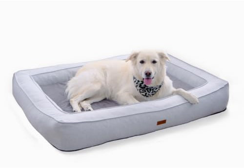 Lepuspet Rio Orthopedic Hundebett, Waschbar, rutschfest Hundekorb mit Memory Visco-Kissen für Winter und Sommer, ideal für große Hunde bis 35 kg (L 100x70x17 cm), grau