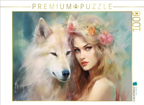 CALVENDO Puzzle Lichtwesen mit Wolf | 1000 Teile Lege-Größe 64 x 48 cm Foto-Puzzle für glückliche Stunden