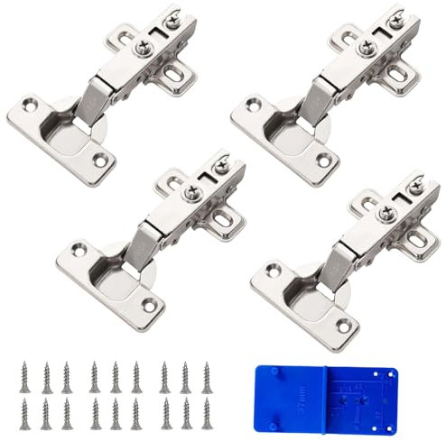 4 Stück Schrankscharniere, Topfscharnier, mit Soft Close Automatikscharnier Integrierter Dämpfung Scharniere, Topf-Bohrabstand 35mm, für Küchenschrank, Schranktür, Kleiderschrank