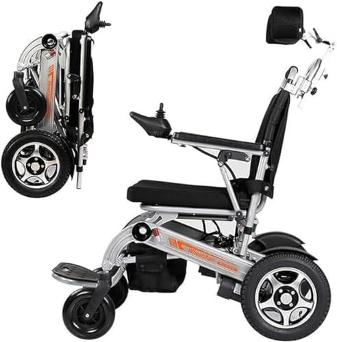 Ultraleichter Faltbarer Elektrischer Rollstuhl, Elektro-Rollstuhl mit Kopfstütze, für ältere und behinderte Menschen, mit Li-Ion Battery,24v12a