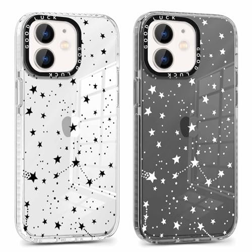 Xylota 2 Stück Handyhülle für iPhone 11 6,1 Hülle, Durchsichtig Weich Silikon Case mit Muster Aesthetic Stern, Flexible TPU Bumper Transparent Stoßfeste Kratzfest Schutzhülle Frauen Mädchen Cover