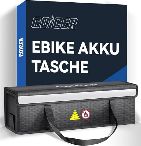 Coicer E-Bike Akku Tasche, Schutz Feuerfeste Box für Akkus Dokumententasche Explosionsgeschützte Lipo Fahrrad, Safe Bag Ebike, Akku Schutzhülle Große Batterieaufbewahrung Zubehör (L-51.8X14.5X15 cm
