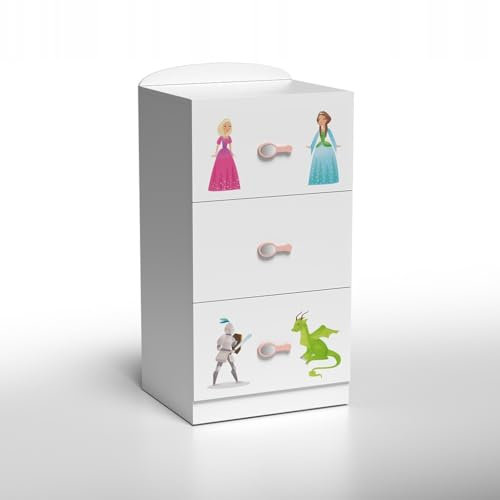 PLASTIKO - Prinzessinnen-Themen-Kinderkommode in Rosa - 60 cm Breite 45X60X110 cm