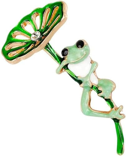 Jowxsx Grüne Metall-Brosche, Frosch, Party, Valentinstag, Schmuck, Geschenk, Lotusblatt-Frosch, Nylon