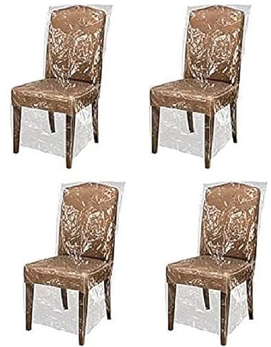 4 Pcs Clear Plastic Chair Covers, Transparent PVC Dining Chair Seat Protectors Waterproof Cover, Reusable Dining Chair Protectors