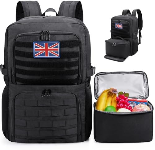 BERTASCHE Lunch Backpack, 15.6 Inch Laptop Backpack with Insulated Cooler Lunch Bag, Work Bag for Men Women, Computer Rucksack for Picnic, Daypack, Business, College, Office, Camping, Travel, Black