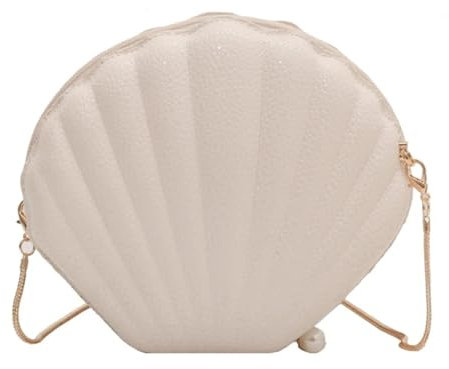 YUEZHAN Abendtasche Damen Clutch Frauen Muschel Geformte Umhängetasche Abend-Clutch-Geldbörse Für Mädchen Handy-Geld-Tasche Ketten Gurt Reiß Verschluss Umhängetasche Weiß
