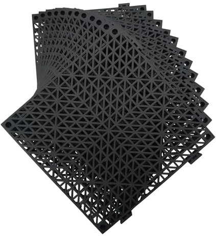 Interlocking Drainage Flooring Tiles - 20 Pack Non-Slip Pool Mats for Floor, Rubber Mats For Outside with Drain Holes, Patio Flooring for Safety