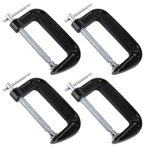 LOPYXBR 4PCS G Clamps for Woodwork 4 inch C Clamp Heavy Duty Steel G Clamps Table Clamp for Woodworking, Welding, and Building