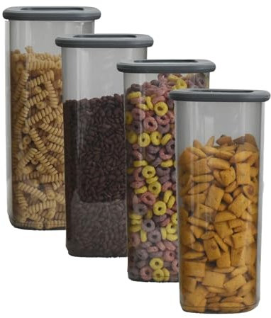 Vorratsdosen mit Deckel luftdicht diverse Sets Küchenorganizer Aufbewahrungsbox BPA frei stapelbare Vorratsbehälter für sämtliche Lebensmittel wie Zucker Mehl und Müsli (4x 1750ml & 1x HLKauf-Block)