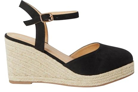 Dorothy Perkins Wide Fit Rumor Faux Suede Closed Toe Espadrille Wedge Sandals