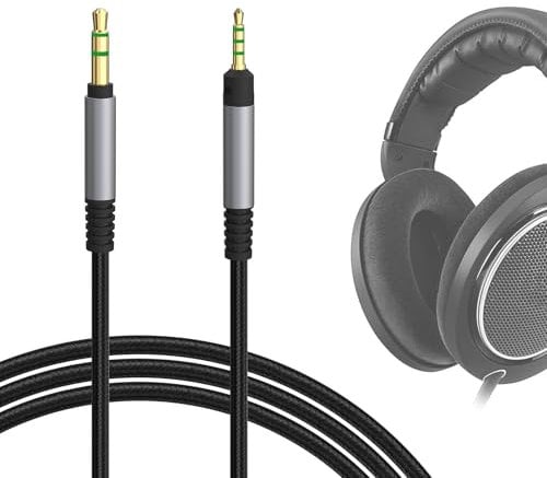 Geekria Cavo audio compatibile con cuffie Sennheiser HD 620S/599SE/599/598/598SE/560S/550/505/400PRO, cavo di ricambio in nylon intrecciato da 3,5 mm a 2,5 mm (colore: nero, 1,2 m)