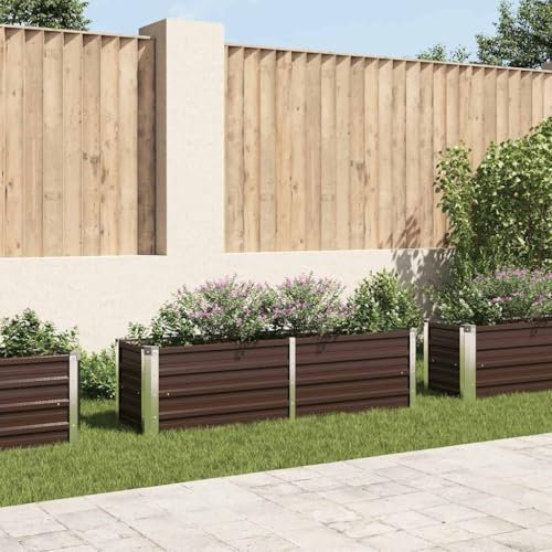 Willood Garten Hochbeet Braun 160 x 40 x 45 cm Verzinkter Stahl