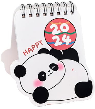 Kioriur Desktop -Kalender, Schreibtischkalender | Tragbarer Desktop -Panda -Kalender 2024,Jun 2023-Dez 2024, kreative Tabletop-Dekoration, monatlicher Tabletop-Planer für Frauen Männer Kinder