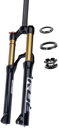 Forcella ammortizzata per mountain bike da 24 pollici, freno a disco, escursione da 115 mm, tubo dritto da 1-1/8, attacco QR da 9 mm, blocco manuale, forcella ad aria HL MTB con freno a disco per BM