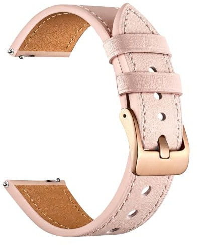 Aurrain 18mm 19mm 20mm 22mm Echtleder Armband für Garmin/ID205L/Galaxy/Amazfit/Huawei/Coros,Echtleder Weiches Armband Unisex