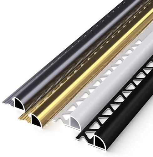Profilé De Finition Carrelage Aluminium, 2 Pièces 125cm, Bordure Carrelage 12mm/13,5mm, Baguette Angle Carrelage Anodisée, Protection Mur Et Sol, Nez De Cloison Intérieur