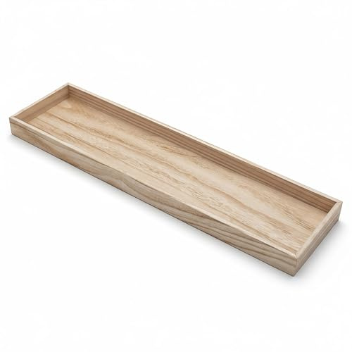 Holz Kerzentablett rechteckig mit hohem Rand - 80 x 20 cm - XL Dekotablett lang naturbelassen - Kerzenbrett Holztablett Tisch Deko Tablett für Weihnachten Advent Hochzeit Geschenke Dekoration