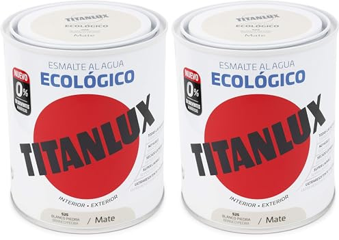 TITANLUX Ecológico Esmalte al agua mulisuperficie Mate Blanco Piedra 250 ml (Paquete de 2)
