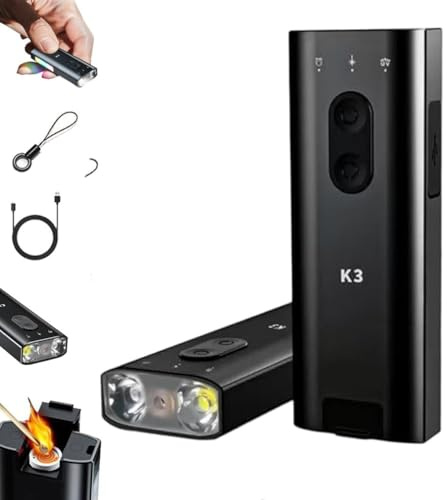 K3 Ultramulti EDC Keychain Tool, 800 Lumen LED Taschenlampe Aufladbar, RGB Mini Schlüsselanhänger, Multifunktional Magnetische Flashlight, Wasserdicht LED Taschenlampe Mini für Camping, Outdoor