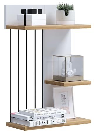 VCM Modernes Hängeregal aus Holz – platzsparendes Wandregal Dolira M, 60 x 40 x 19 cm, Elegantes Aufbewahrungs- und Bücherregal für Wohnzimmer, Büro & Flur