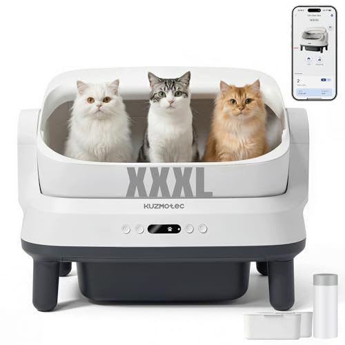 Selbstreinigende Katzentoilette 120L XXXL, Automatisches Katzenklo mit App-Steuerung & Geruchsbeseitigung, Elektrisches Katzenklo mit 8-fachem Schutz, Ideal für große Katzen & Mehrkatzenhaushalte