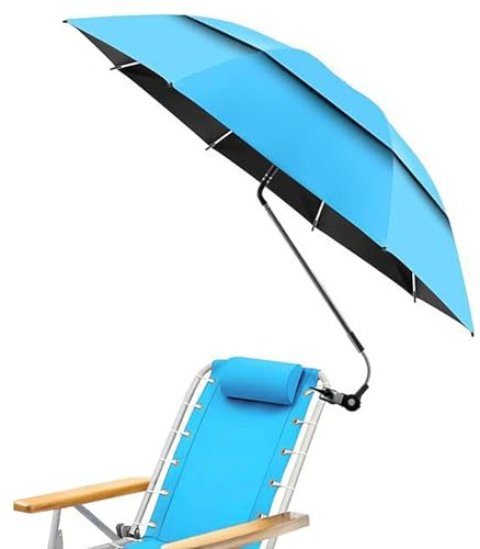 Xdyyjrasa Chair Umbrella, 47 Inch Chair Umbrella with Clamp, Adjustable Outdoor Sun Shade with UV-Resistant Fabric, Red for Beach Camping Fishing