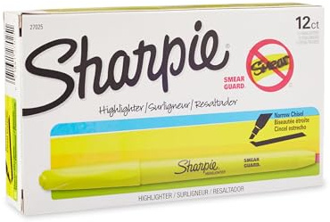 Sharpie Accent Pocket Style Highlighter, Chisel Tip, Fluorescent Yellow, 1 Dozen, Sold as 1 Dozen