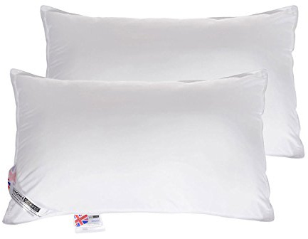 HOMESCAPES - EXTRA FILLED - Super Microfibre Bounce Back Pillows - PAIR - Standard UK Size - Medium to Firm Support