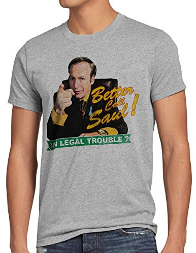style3 Call Saul T-Shirt Herren, Größe:XL, Farbe:Grau meliert