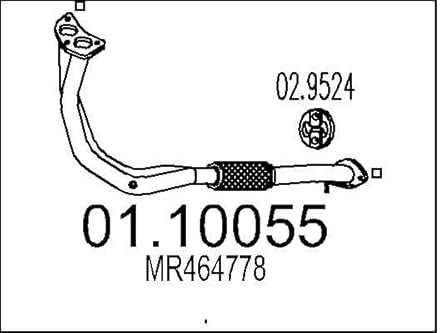 MTS 01.10055 Abgasrohr Auspuffrohr Vorne 800mm 3kg