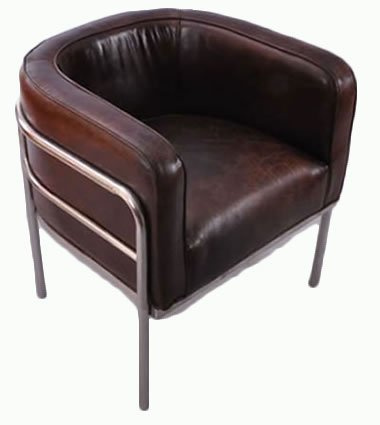Designsessel Chicago Vintage-Leder Chrom Echtleder Sessel Vintage Cigar Dunkelbraun