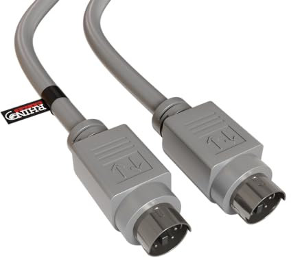rhinocables - PS/2 Male to Male Data Cable | Durable Moulded Design | Optimal Signal Transmission | Plug-and-Play for PS2 Devices | Versatile Compatibility, Grey, 2m