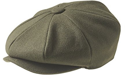 Peaky Blinders Tellermütze, „Newsboy“-Stil, Wolle, 8 Stoffstücke Gr. X-L (61 cm), moosgrün