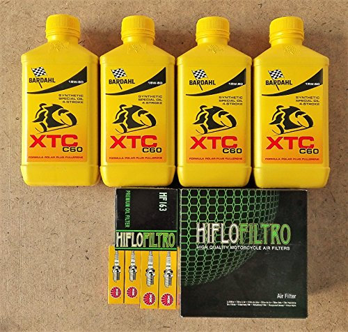 Inspektionskit 4 Liter Bardahl XTC C60 15 W50 1 Ölfilter Hiflo HF163 1 Luftfilter hiflo HFA7910 2 Kerzen NGK DCPR8EKC 2 Kerzen NGK BKR7EKC für BMW R 1150 R 2003 2006 Twin Spark