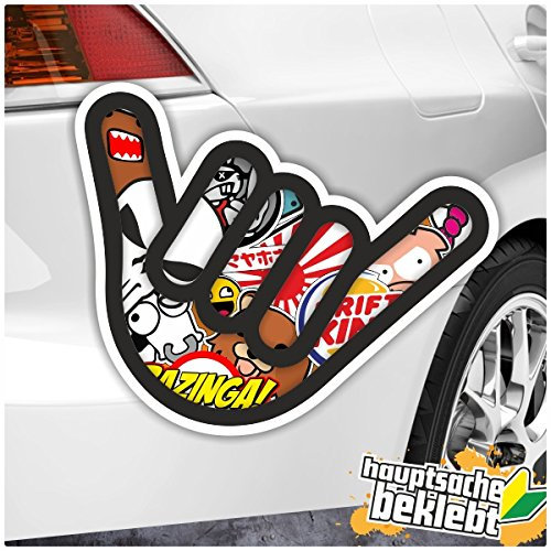 Kiwistar - Autoaufkleber - 40x29 cm - Shocker Hand - Hang Loose Stickerbomb für Auto, Laptop, Fahrrad, LKW, Motorrad Aufkleber Mehrfarbig Sticker Decal