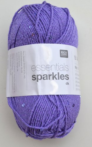 Rico essentials sparkles dk Fb 12 - lila Wolle zum Stricken und Häkeln Strickwolle Häkelgarn mit Pailletten