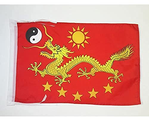 AZ FLAG - Drapeau Chine impériale nouveau - 45x30 cm - Pavillon Chinois Avec Dragon 100% Polyester Avec Deux Cordelettes - 20g