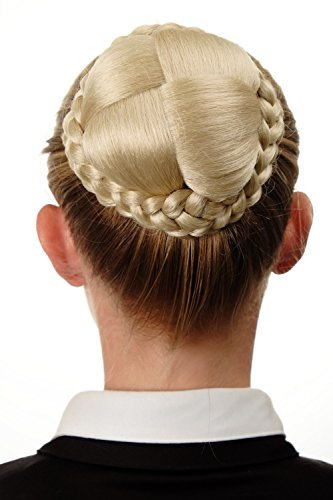 WIG ME UP - N796-88 Dutt Haarteil aufwendig geflochten Haarknoten Tracht Steck-Kamm Blond Lichtblond