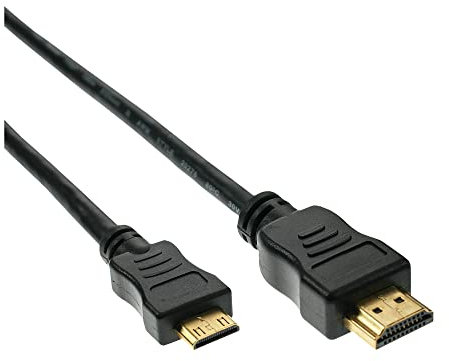 InLine 17454P HDMI Mini Kabel, High Speed HDMI Cable, Stecker A auf C, verg. Kontakte, schwarz, 0,5m