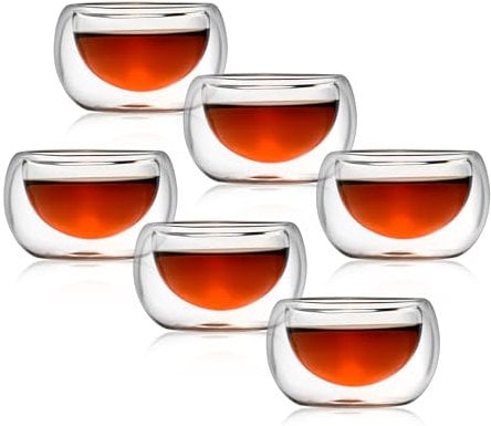ds. distinctive style Double Walled Glasses Coffee Tea Cup Set Heat-Resistant Borosilicate Glass 6 Pack