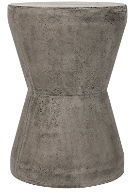 SAFAVIEH Modern Outdoor Cement Stool, in Dark Grey, 31 X 31 X 43.94