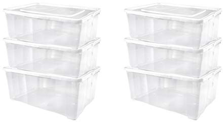 Alpfa Schuhboxen 6er Set, 10,0 Liter, transparent | mit Deckel