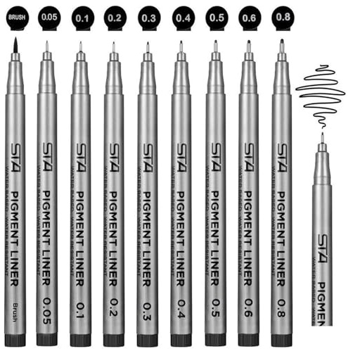 Funnasting Fineliner Pens, Black Pigment Liner Micro Liner Drawing Pens for Sketching Drawing Drafting Office Documents Comic Manga Scrapbooking and School Using | Micro Liner, Non-toxic, Smear-resistant, Waterproof, for Sketching Drawing Office Documents Comic Manga Scrapbooking School