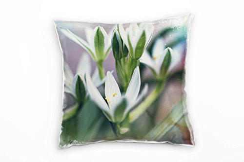 Paul Sinus Art Blumen, Schneeglöckchen, grün, weiß Deko Kissen 40x40cm für Couch Sofa Lounge Zierkissen - Dekoration zum Wohlfühlen