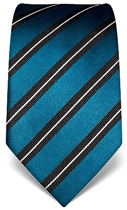 Vincenzo Boretti Herren Krawatte reine Seide gestreift edel Männer-Design zum Hemd mit Anzug für Business Hochzeit 8 cm schmal/breit petrol