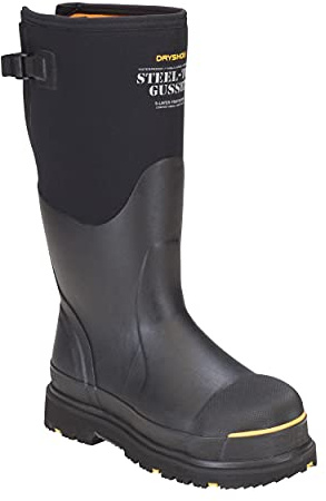 Dryshod Scarpe antinfortunistiche da lavoro antiscivolo con punta in acciaio, impermeabili, in gomma, colore nero