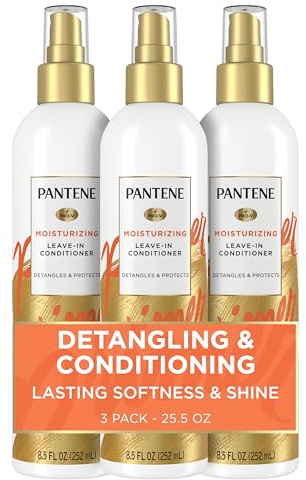 Pantene Conditioning Detangler Spray, Pro-V Repair & Protect, Nutrient Boost for Damaged Hair, Antioxidant Enriched, Leave-In Conditioner, Smooth & Shine, Sulfate-Free, 8.5 Fl Oz, 3 Pack