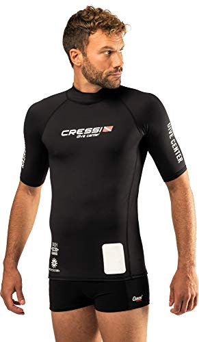 Cressi Men's Man Black Dive Center Men s Rash Guard UV Sun Protection UPF 50 Short Sleeve, Black, XL 5 54 UK